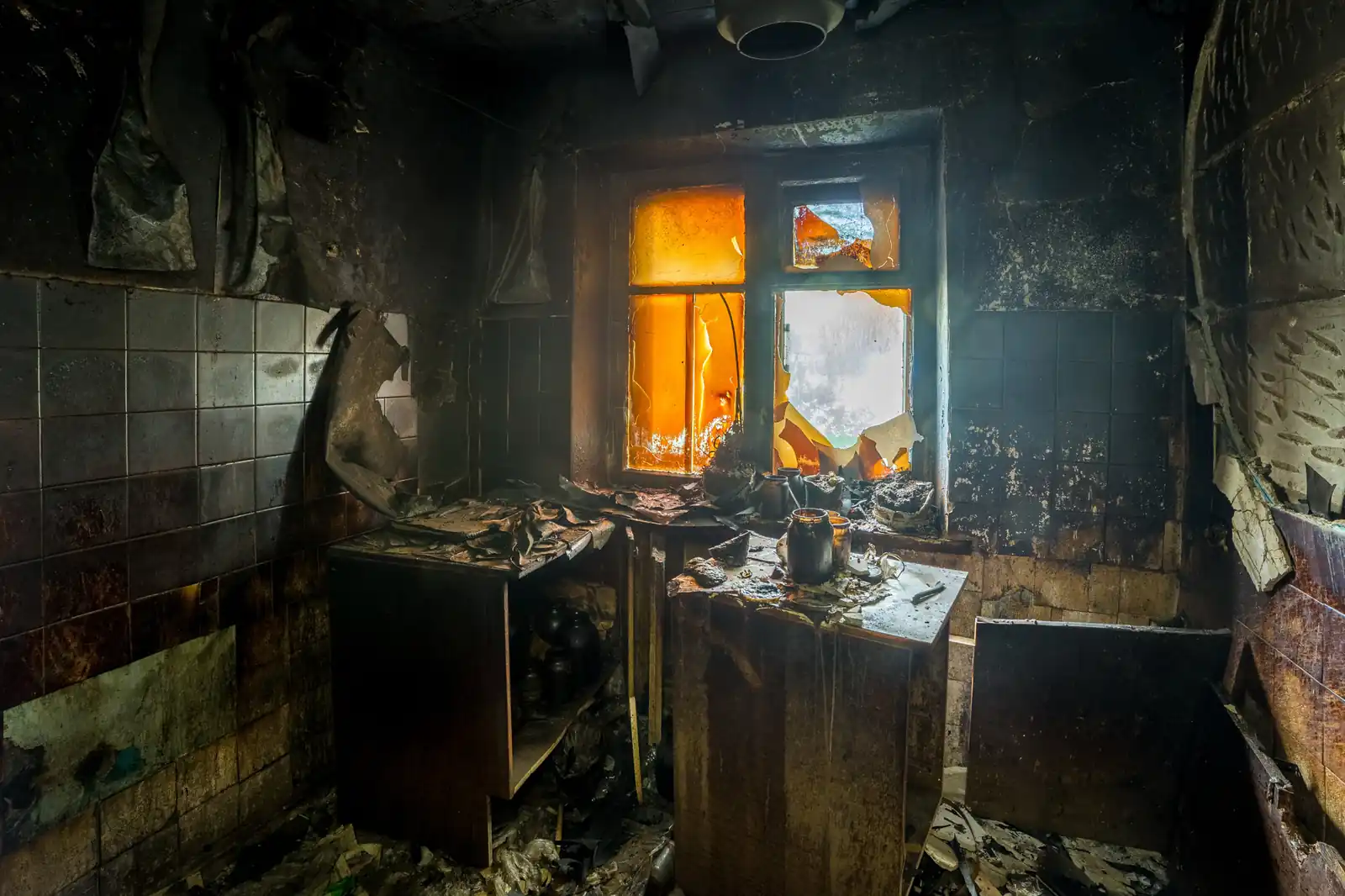 Fire damage restoration crew responding to a house fire in Kirkland, WA